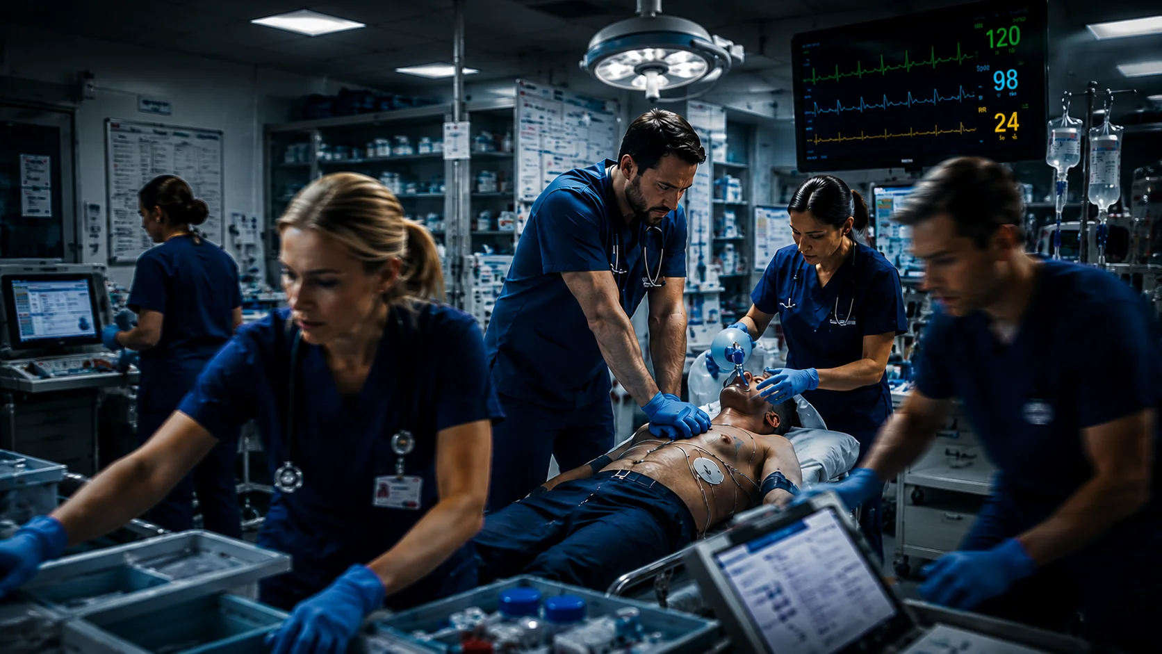 Resuscitation bay during a Code Blue event